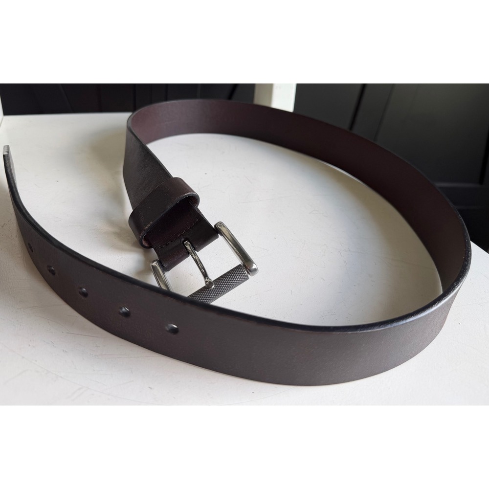 Johnston & Murphy Mens Dark Brown Genuine Leather Roller Buckle Belt Size 34